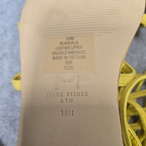 NWOT Marc Fisher Yellow Mahalia Ankle Wrap Sandals Size 10 - Picture 7 of 9